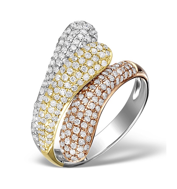 9K Gold 3 Tone Diamond Ring 1.09ct - image 1