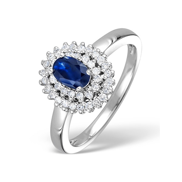 Sapphire 4 x 6mm And Diamond 9K White Gold Ring SIZES AVAILABLE J M S T - Image 1