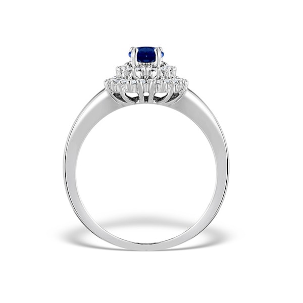 Sapphire 4 x 6mm And Diamond 9K White Gold Ring SIZES AVAILABLE J M S T - Image 2
