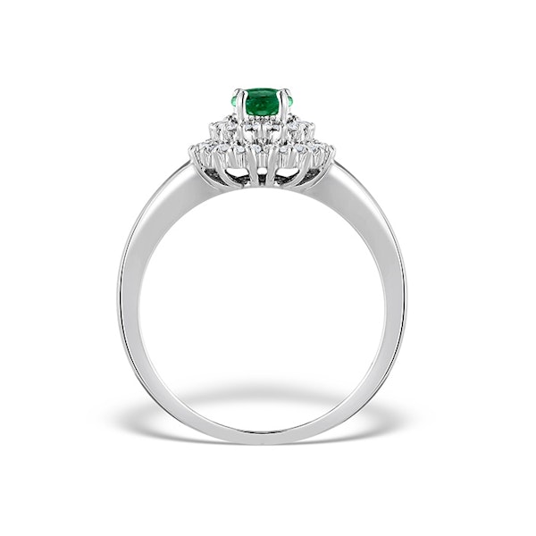 Emerald 0.45ct And Diamond 9K White Gold Ring SIZE P - Image 2