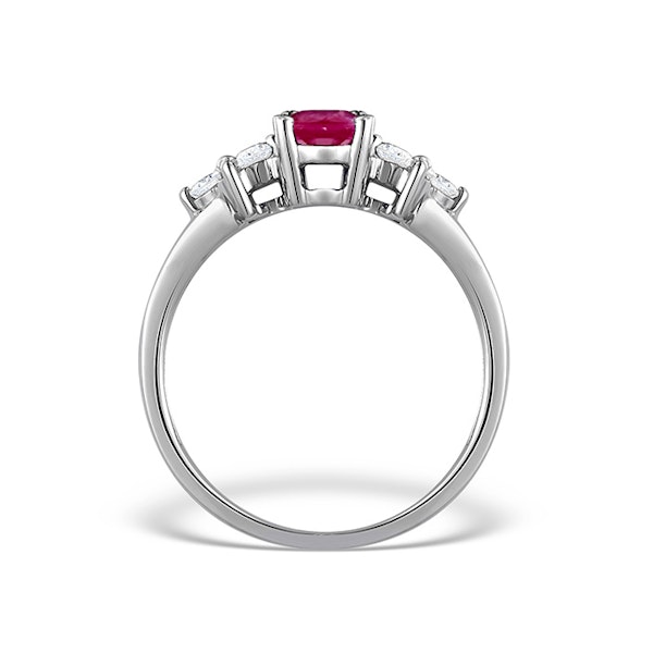 Ruby 0.90ct And Diamond 9K White Gold Ring SIZE N - Image 2