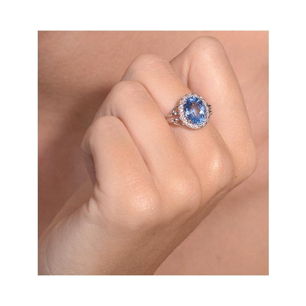 Blue Topaz 3.42ct And Diamond 9K White Gold Ring - Image 3