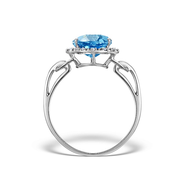 Blue Topaz 3.42ct And Diamond 9K White Gold Ring - Image 2