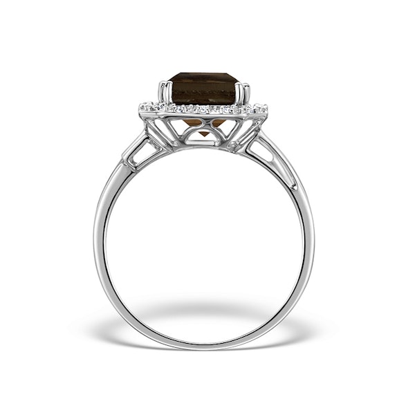 Smokey Quartz 3.28ct And Diamond 9K White Gold Ring SIZES AVAILABLE K L M N O P - Image 2