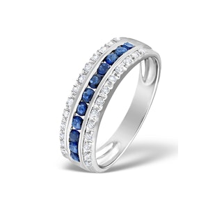 Sapphire 0.16ct And Diamond 0.16ct 9K White Gold Ring