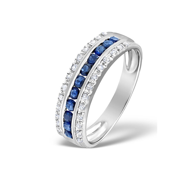 Sapphire 0.16ct And Diamond 0.16ct 9K White Gold Ring - Image 1