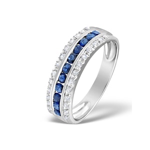 Sapphire 0.16ct And Diamond 0.16ct 9K White Gold Ring