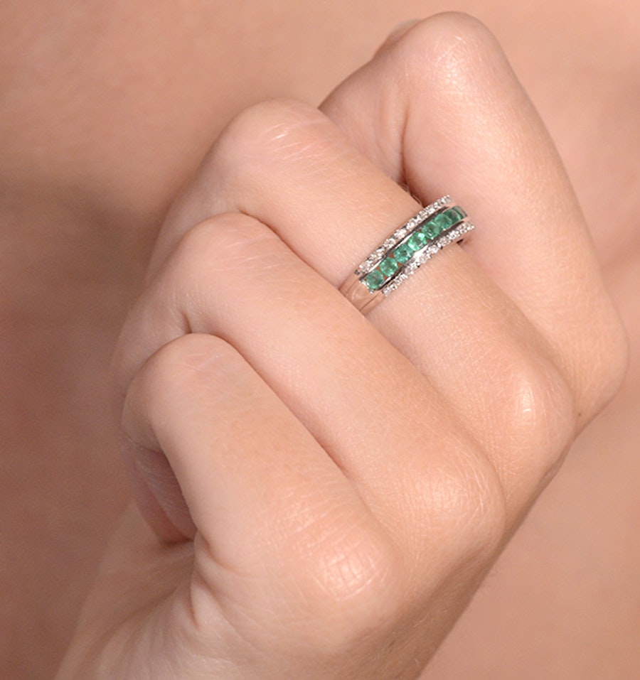 Emerald and Diamond Eternity Ring 0.56ct in 9K White Gold