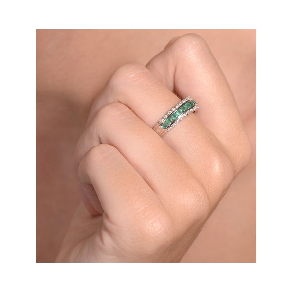 Emerald and Diamond Eternity Ring 0.56ct in 9K White Gold - Image 2