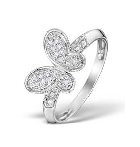 Diamond 0.15ct 9K White Gold Butterfly Ring SIZE L