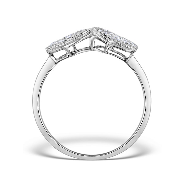 Diamond 0.17ct 9K White Gold 2 Hearts Ring SIZES AVAILABLE Y - Image 2