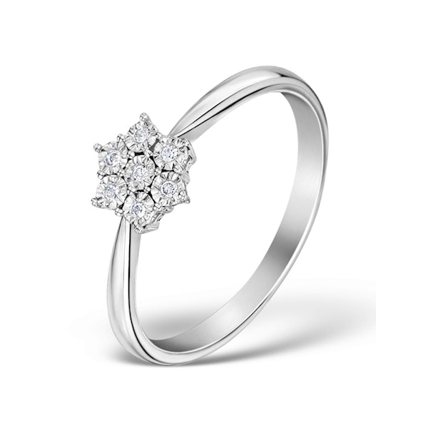 Diamond 0.04ct 9K White Gold Cluster Ring - E5885 - Image 1
