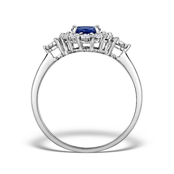 Sapphire 7 x 5mm and Diamond 9K White Gold Ring - Image 2