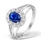 Sapphire 7 x 5mm and Diamond 9K White Gold Ring - SIZE L - image 1