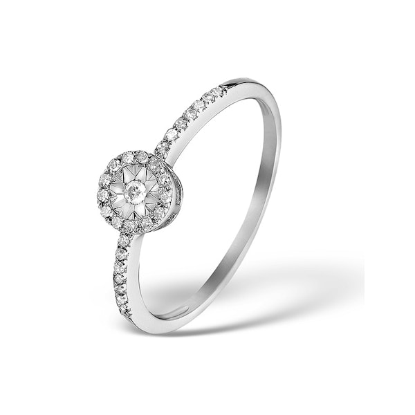 Halo Ring with 0.11ct of Diamonds set in 9K White Gold - Image 1