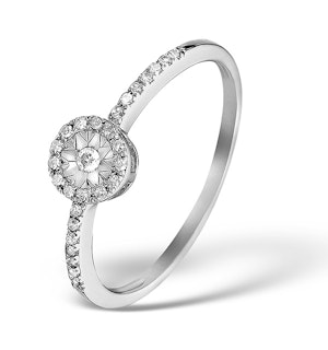 Halo Ring with 0.11ct of Diamonds set in 9K White Gold