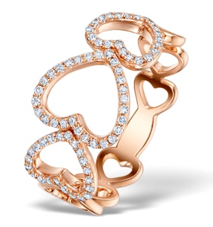 Vivara Collection 0.28ct Diamond and 9K Rose Gold Heart Ring - SIZE N