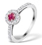 Ruby Halo Martini 0.25CT Diamond Ring in 9K White Gold E5960 - SIZE O - image 1