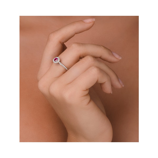 Ruby Halo Martini 0.25CT Diamond Ring in 9K White Gold E5960 - SIZE O - Image 3