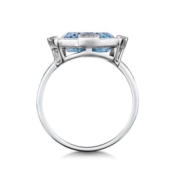 Blue Topaz and Diamond Stellato Ring 0.03ct in 9K White Gold SIZE K - Image 3