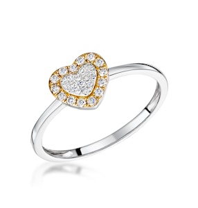 Stellato Collection Halo Diamond Heart Ring 0.16ct in 9K White Gold SIZES AVAILABLE K M