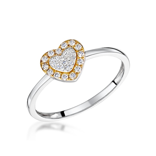 Stellato Collection Halo Diamond Heart Ring 0.16ct in 9K White Gold SIZES AVAILABLE K M - Image 1