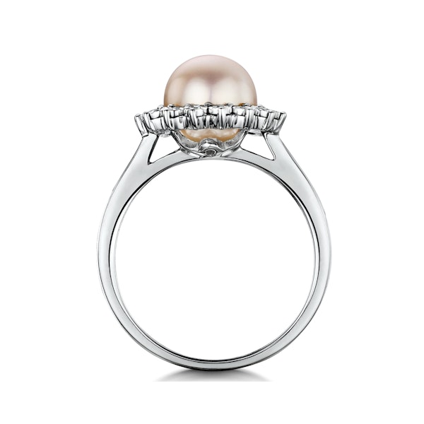 Stellato Collection Pearl and Diamond Ring 0.05ct in 9K White Gold - Image 3
