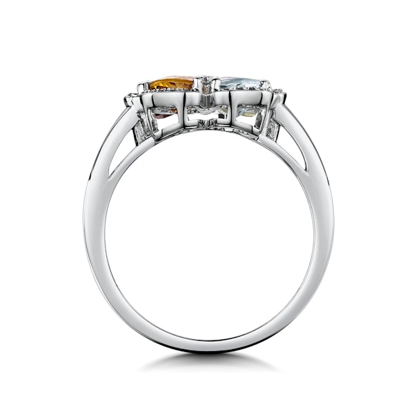 Multi Gem Flower Design Stellato Collection Ring In 9K White Gold - Image 3