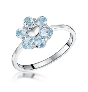 Stellato Collection Blue Topaz Ring in 9K White Gold - SIZE G