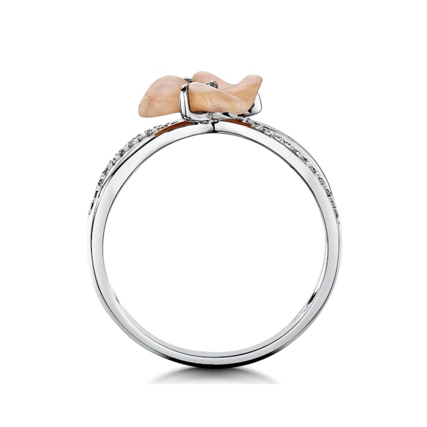 Shell and Diamond Stellato Ring 0.06ct in 9K White Gold - Image 3