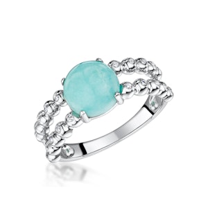 Stellato Collection Amazonite and Diamond Ring in 9K White Gold SIZE P
