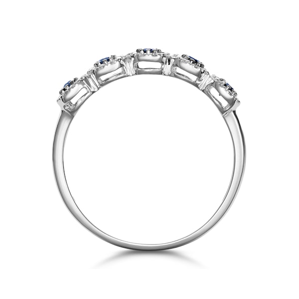 Sapphire and Halo Diamond Stellato Eternity Ring in 9K White Gold - Image 3