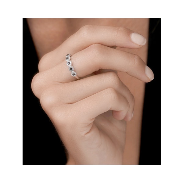 Sapphire and Halo Diamond Stellato Eternity Ring in 9K White Gold - Image 2