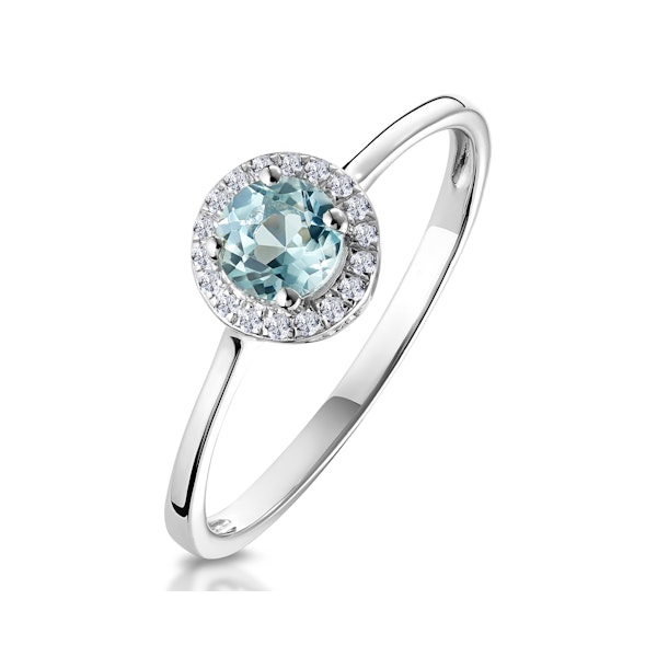 0.37ct Aquamarine and Diamond Stellato Ring in 9K White Gold - Image 1