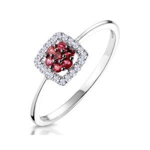 0.15ct Ruby and Diamond Ring in 9K White Gold
