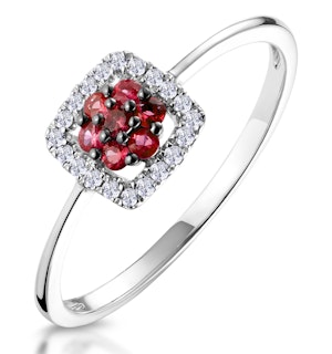 0.15ct Ruby and Diamond Ring in 9K White Gold - Stellato Collection