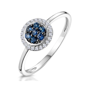 0.20ct Sapphire and Diamond Stellato Ring in 9K White Gold SIZES AVAILABLE L