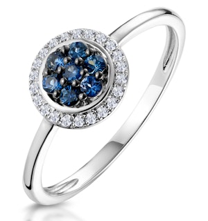 0.20ct Sapphire and Diamond Stellato Ring in 9K White Gold