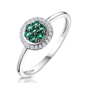 0.16ct Emerald and Diamond Ring in 9K White Gold - SIZES AVAILABLE J O P