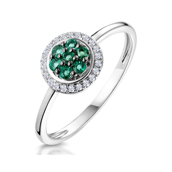 0.16ct Emerald and Diamond Ring in 9K White Gold - SIZES AVAILABLE J O P - Image 1