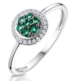 0.16ct Emerald and Diamond Ring in 9K White Gold - Stellato Collection