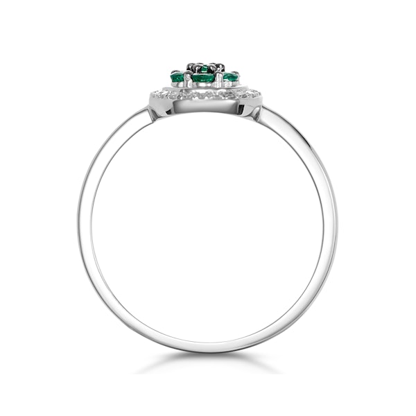 0.16ct Emerald and Diamond Ring in 9K White Gold - SIZES AVAILABLE J O P - Image 3