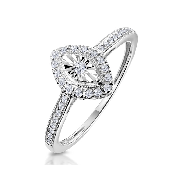 Masami Marquise Diamond Engagement Ring Halo Pave Set in 9K White Gold - Image 1