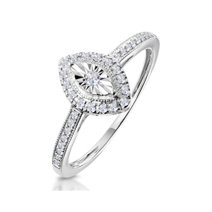 Masami Marquise Diamond Engagement Ring Halo Pave Set in 9K White Gold