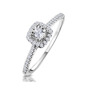 Masami Diamond Halo Engagement Ring 0.25ct Pave Set in 9K White Gold - Size X