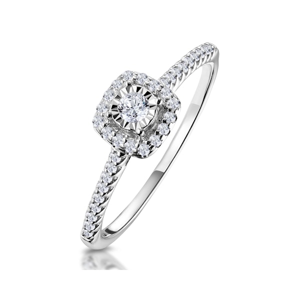 Masami Diamond Halo Engagement Ring 0.25ct Pave Set in 9K White Gold - Image 1