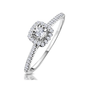 Masami Lab Diamond Halo Engagement Ring 0.25ct Pave Set in 925 Sterling Silver