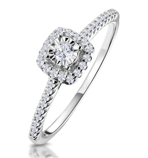 Masami Diamond Halo Engagement Ring 0.25ct Pave Set in 9K White Gold