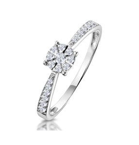 Masami Diamond Engagement Ring 0.20ct Pave Set in 9K White Gold - Size F