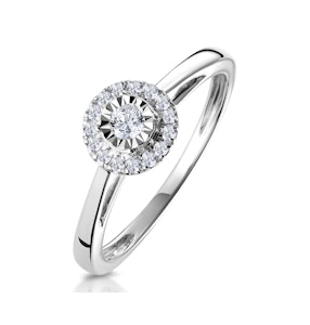 Masami Lab Diamond Engagement Ring 0.20ct Pave Set Halo in 925 Sterling Silver